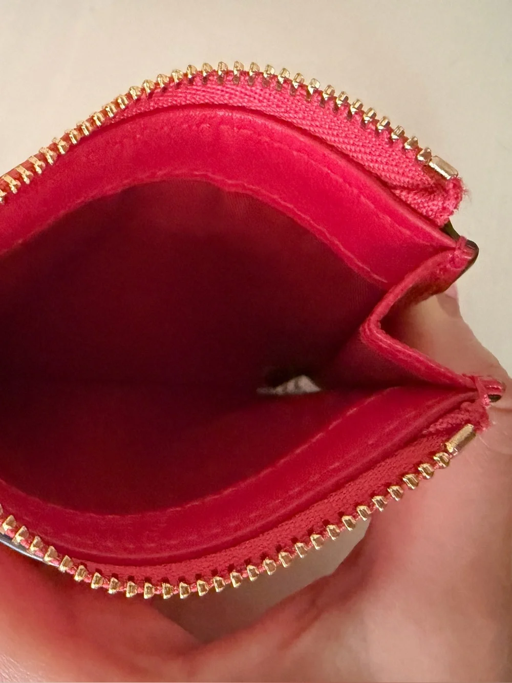 Furla Red Leather Zip Card Holder / Wallet